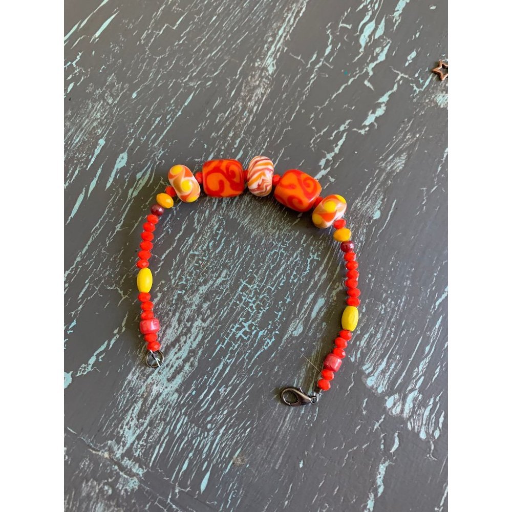 Bold summer lamp work glass bracelet  - 8 inch plus size jewelry​
